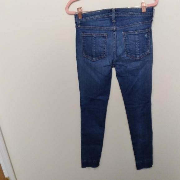Rag & Bone Medium Wash Ankle Skinny Frayed Hem Midrise Jeans Size 25 - Picture 2 of 14